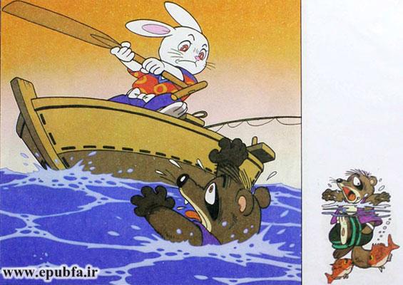 خرگوش بهجای کمک کردن، با پارو محکم به سر و بدن راکون زد